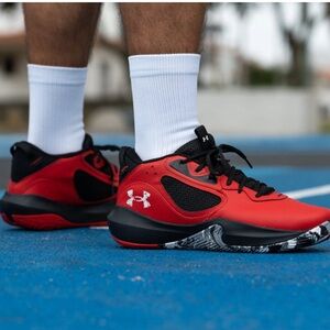 Under Armour Red and Black Sneakers with Breathable Mesh